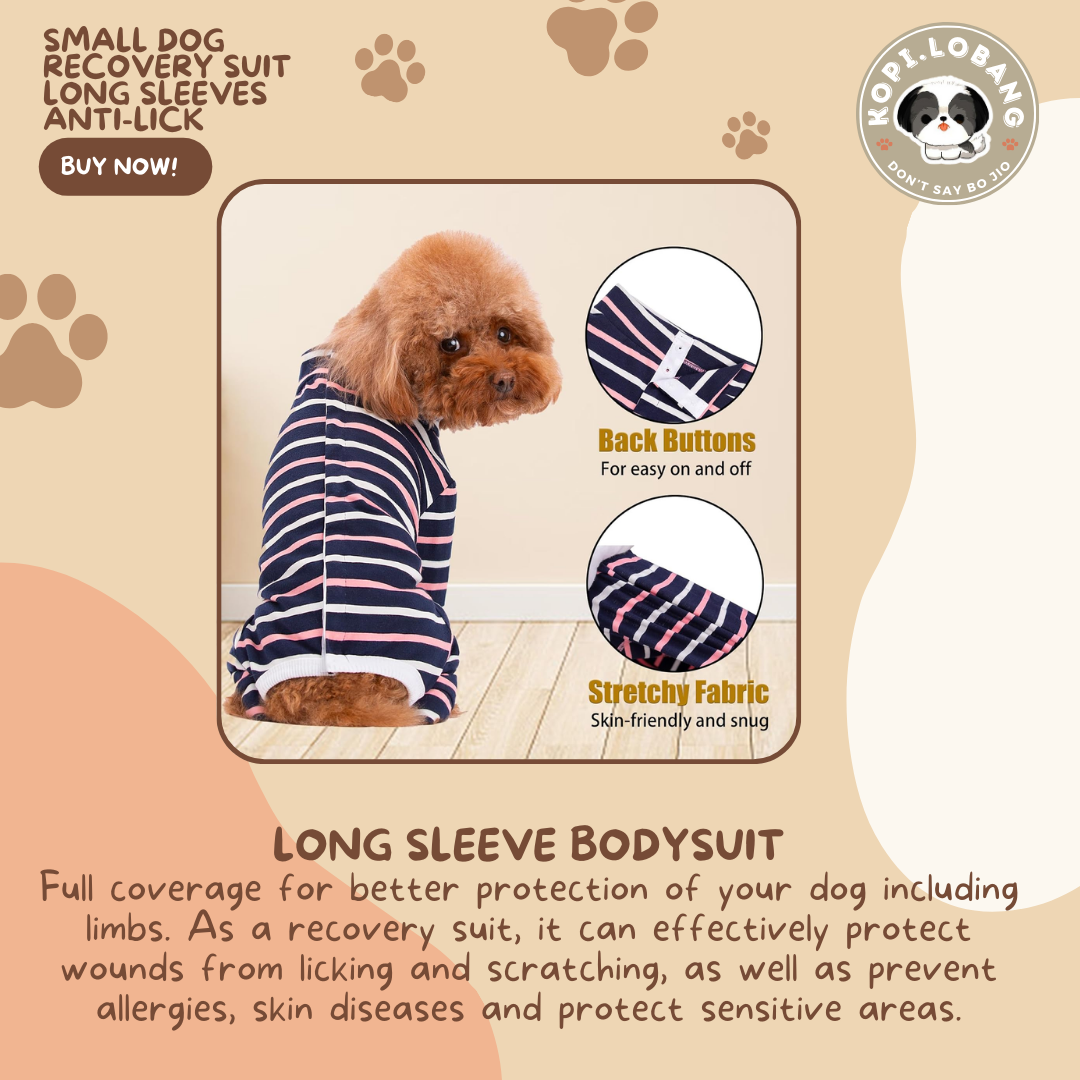 Small Dog Recovery Suit Long Sleeves Anti-Lick