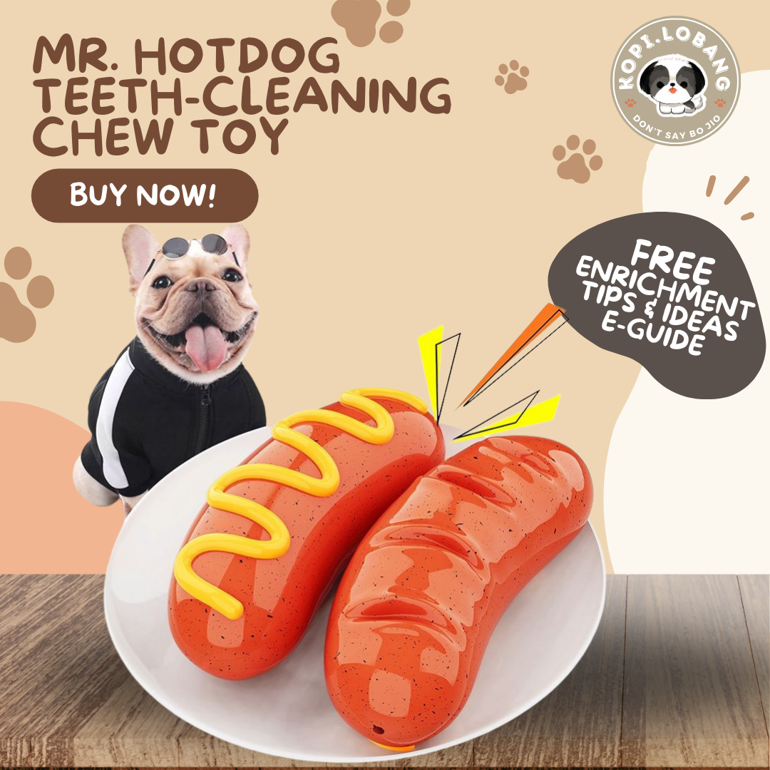 ✅[SG] MR. HOTDOG TEETH-CLEANING CHEW TOY ★ FREE Enrichment Tips & Ideas e-Guide Worth $7 ★ Pet Enrichment ★ SG Stock ★ Kopi Lobang