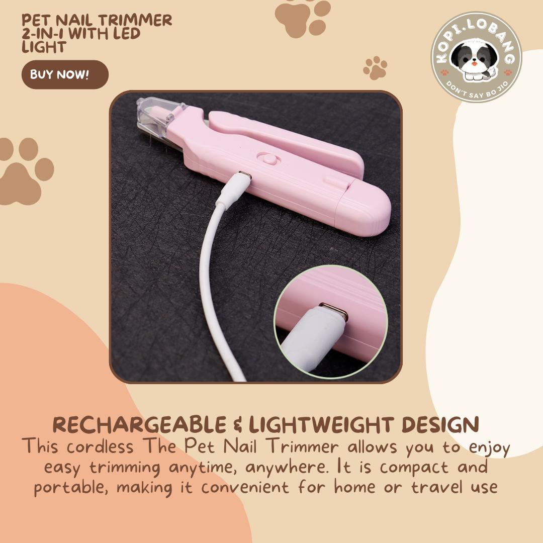 Pet Nail Trimmer 2-in-1 With LED Light