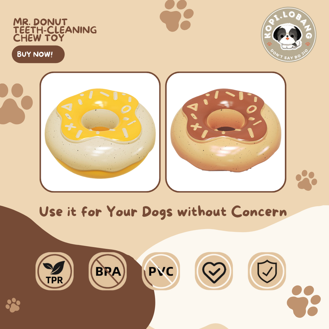 ✅[SG] MR. DONUT TEETH-CLEANING CHEW TOY ★ FREE Enrichment Tips & Ideas e-Guide Worth $7 ★ Pet Enrichment ★ SG Stock ★ Kopi Lobang