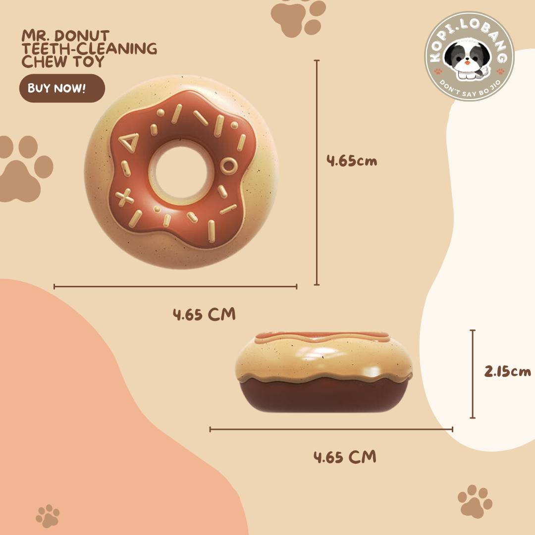 ✅[SG] MR. DONUT TEETH-CLEANING CHEW TOY ★ FREE Enrichment Tips & Ideas e-Guide Worth $7 ★ Pet Enrichment ★ SG Stock ★ Kopi Lobang