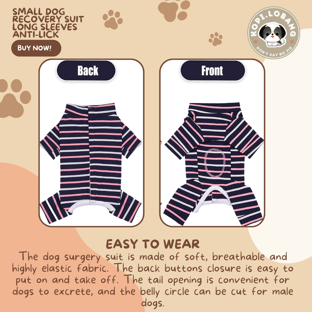 Small Dog Recovery Suit Long Sleeves Anti-Lick