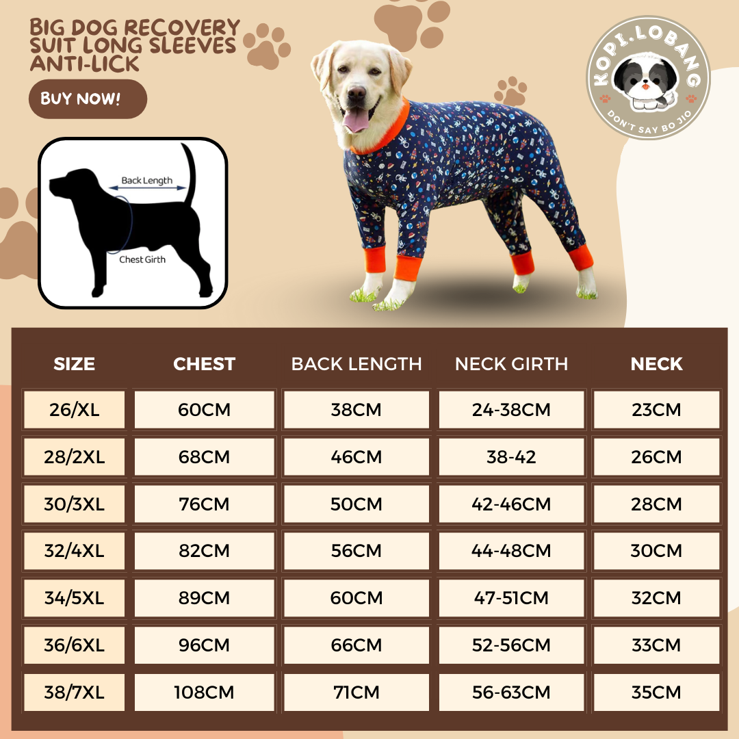 Big Dog Recovery Suit Long Sleeves Anti-Lick