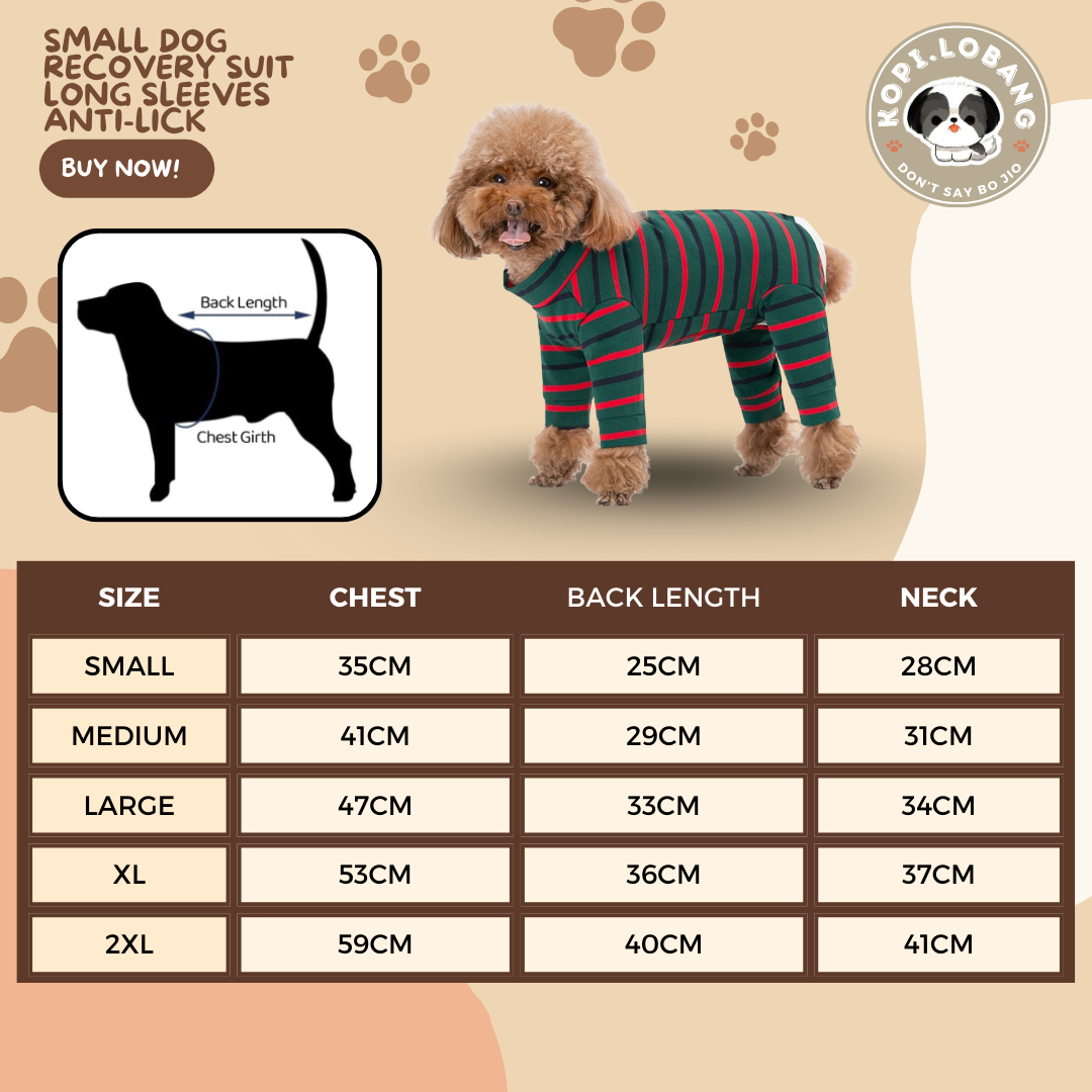 Small Dog Recovery Suit Long Sleeves Anti-Lick