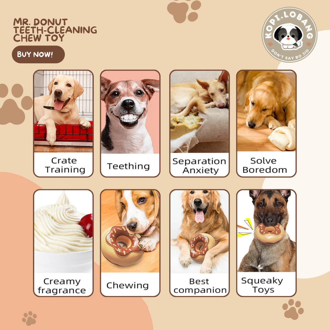 ✅[SG] MR. DONUT TEETH-CLEANING CHEW TOY ★ FREE Enrichment Tips & Ideas e-Guide Worth $7 ★ Pet Enrichment ★ SG Stock ★ Kopi Lobang