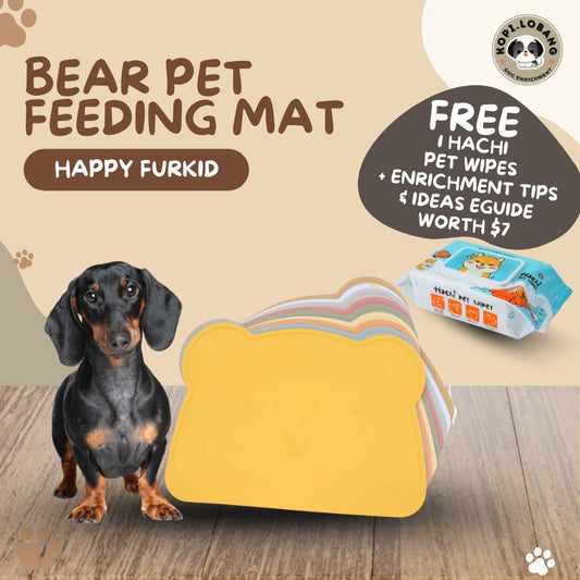 ✅[SG] BEAR PET FEEDING MAT FOR DOGS AND CATS★ FREE Enrichment Tips & Ideas e-Guide Worth $7 ★ Clean & No More Mess  ★ SG Stock ★ Kopi Lobang ★ For Dog Cat ★ Perfect for Gift