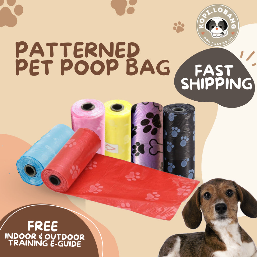 ✅[FAST SHIPPING] 20 ROLLS PAWFECT PATTERNED POOP BAG + FREE Indoor & Outdoor Potty Training e-Guide Worth $7 ★ SG Stock ★ For Dog Cat