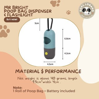 ✅[SG] MR BRIGHT POOP BAG DISPENSER & FLASHLIGHT ★ GREAT FOR NIGHT WALK ★ FREE Indoor & Outdoor Training e-Guide Worth $7★