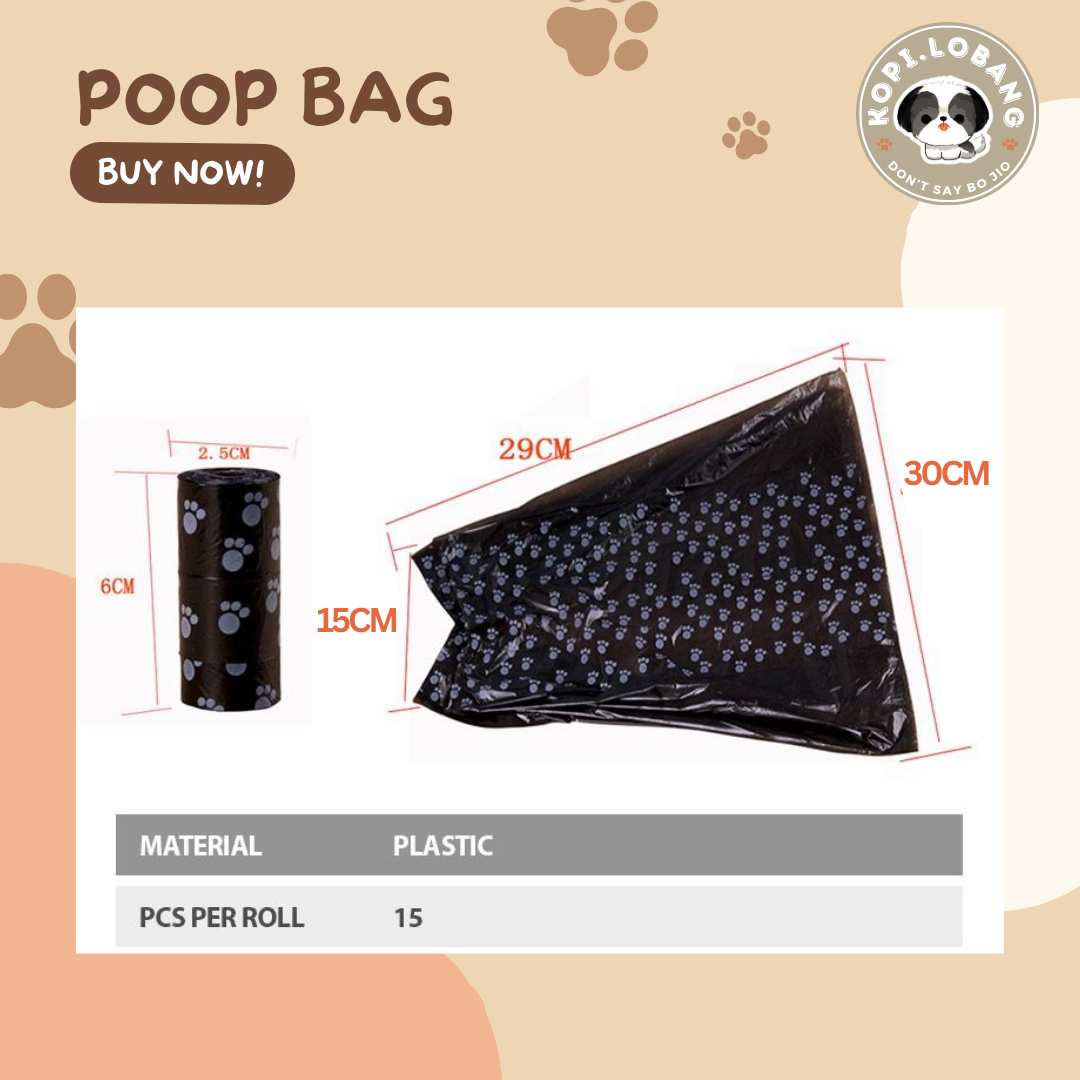 ✅[FAST SHIPPING] 20 ROLLS PAWFECT PATTERNED POOP BAG + FREE Indoor & Outdoor Potty Training e-Guide Worth $7 ★ SG Stock ★ For Dog Cat