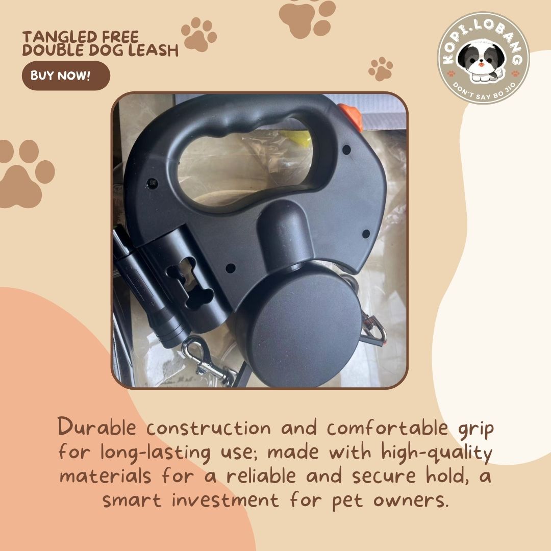 ✅[SG] Double Retractable Dog Leash – Tangle-Free for 2 Dogs with LED Light & Waste Bag Holder