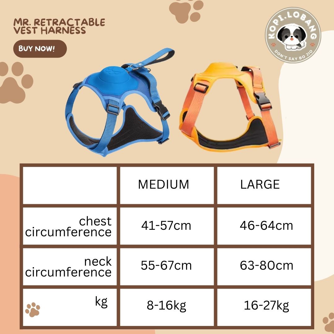 ✅[SG] MR. RETRACTABLE VEST HARNESS ★ FREE Enrichment Tips & Ideas e-Guide Worth $7 ★ Pet Enrichment ★ SG Stock ★ Kopi Lobang