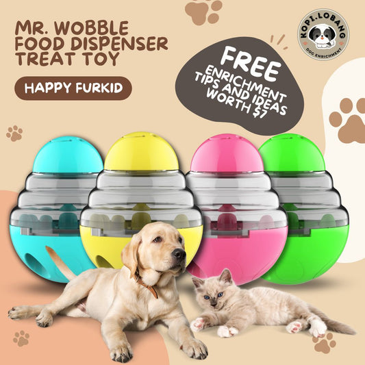 ✅[SG] MR. WOBBLE FOOD FEEDER TREAT DISPENSER TOY FOR DOG AND CAT★ FREE Enrichment Tips & Ideas e-Guide  Worth $7 ★Slow Feeding Train