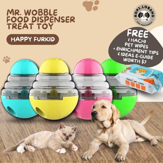 ✅[SG] MR. WOBBLE FOOD FEEDER TREAT DISPENSER TOY FOR DOG AND CAT★ FREE Enrichment Tips & Ideas e-Guide  Worth $7 ★Slow Feeding Train