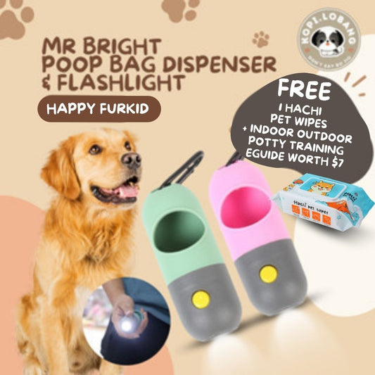 ✅[SG] MR BRIGHT POOP BAG DISPENSER & FLASHLIGHT ★ GREAT FOR NIGHT WALK ★ FREE Indoor & Outdoor Training e-Guide Worth $7★