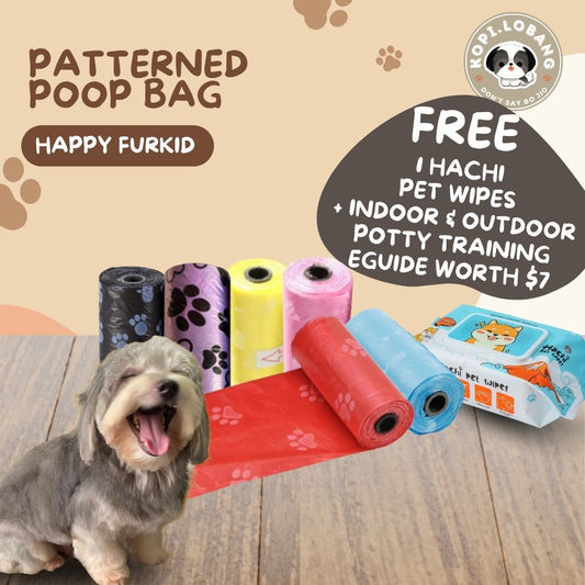 ✅[FAST SHIPPING] 20 ROLLS PAWFECT PATTERNED POOP BAG + FREE Indoor & Outdoor Potty Training e-Guide Worth $7 ★ SG Stock ★ For Dog Cat