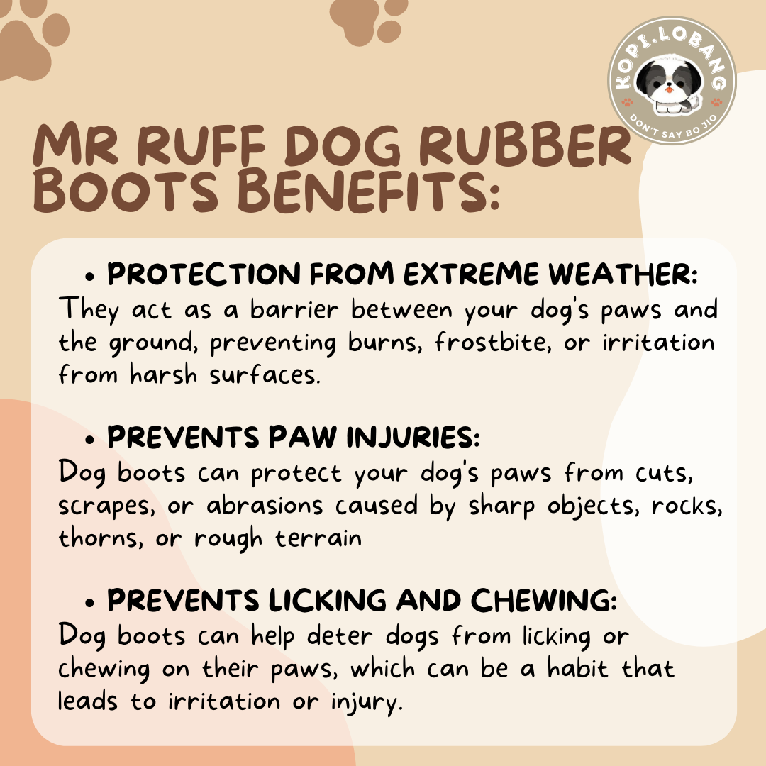 ✅[SG] MR RUFF DOG RUBBER SHOES BOOTS FOR DOGS AND CATS★ FREE Loose Leash Walking e-Guide Worth $7 ★ SG Stock ★ Kopi Lobang ★