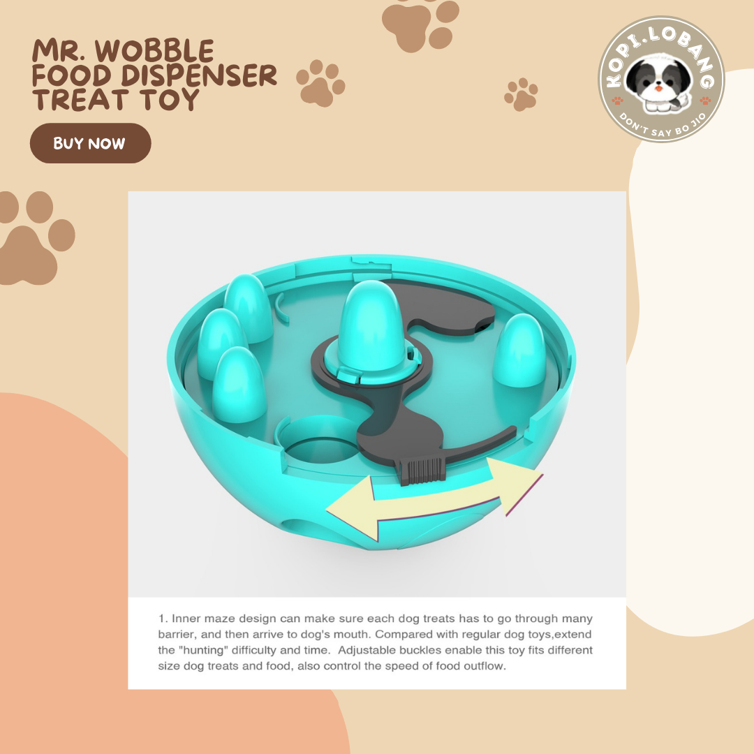 ✅[SG] MR. WOBBLE FOOD FEEDER TREAT DISPENSER TOY FOR DOG AND CAT★ FREE Enrichment Tips & Ideas e-Guide  Worth $7 ★Slow Feeding Train