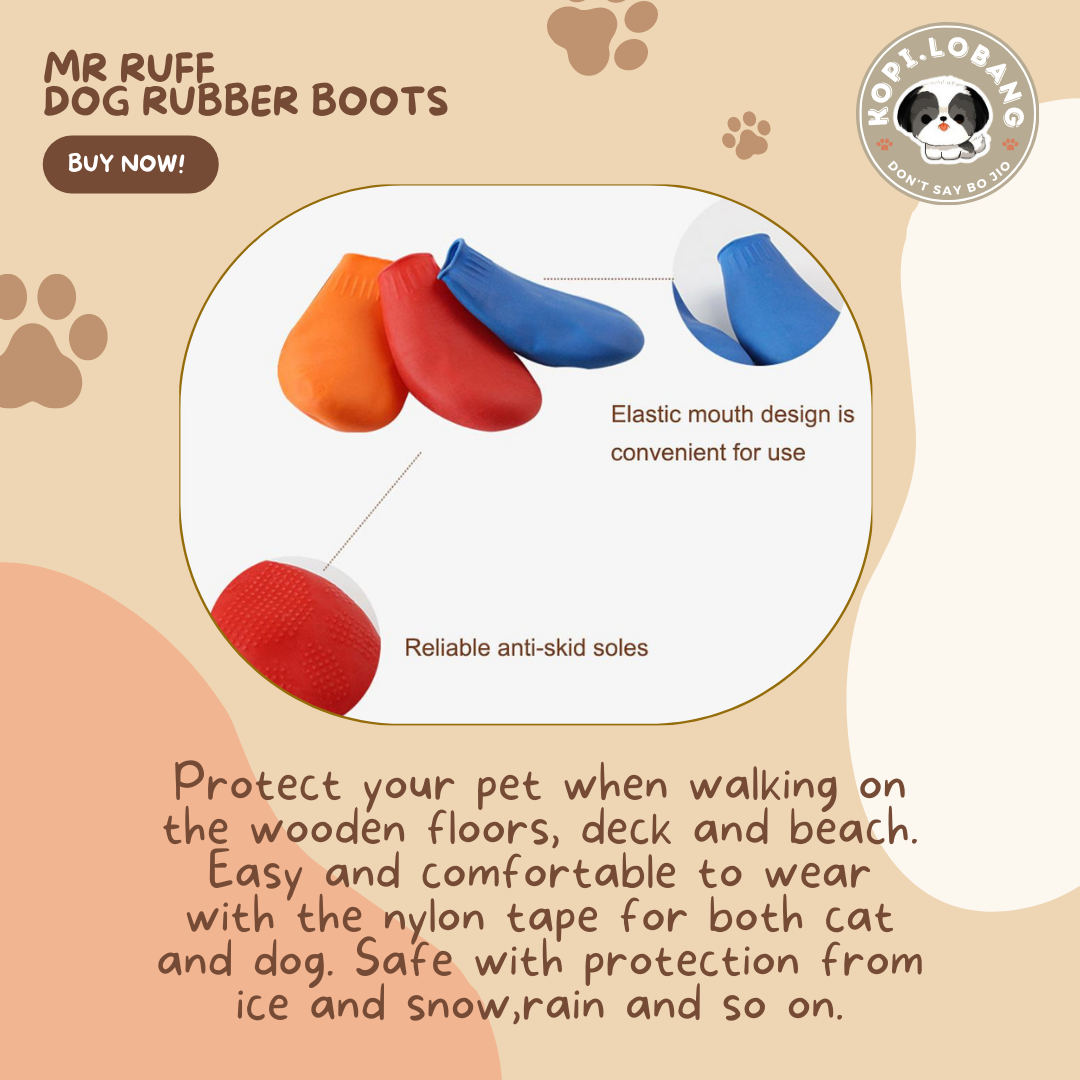 ✅[SG] MR RUFF DOG RUBBER SHOES BOOTS FOR DOGS AND CATS★ FREE Loose Leash Walking e-Guide Worth $7 ★ SG Stock ★ Kopi Lobang ★