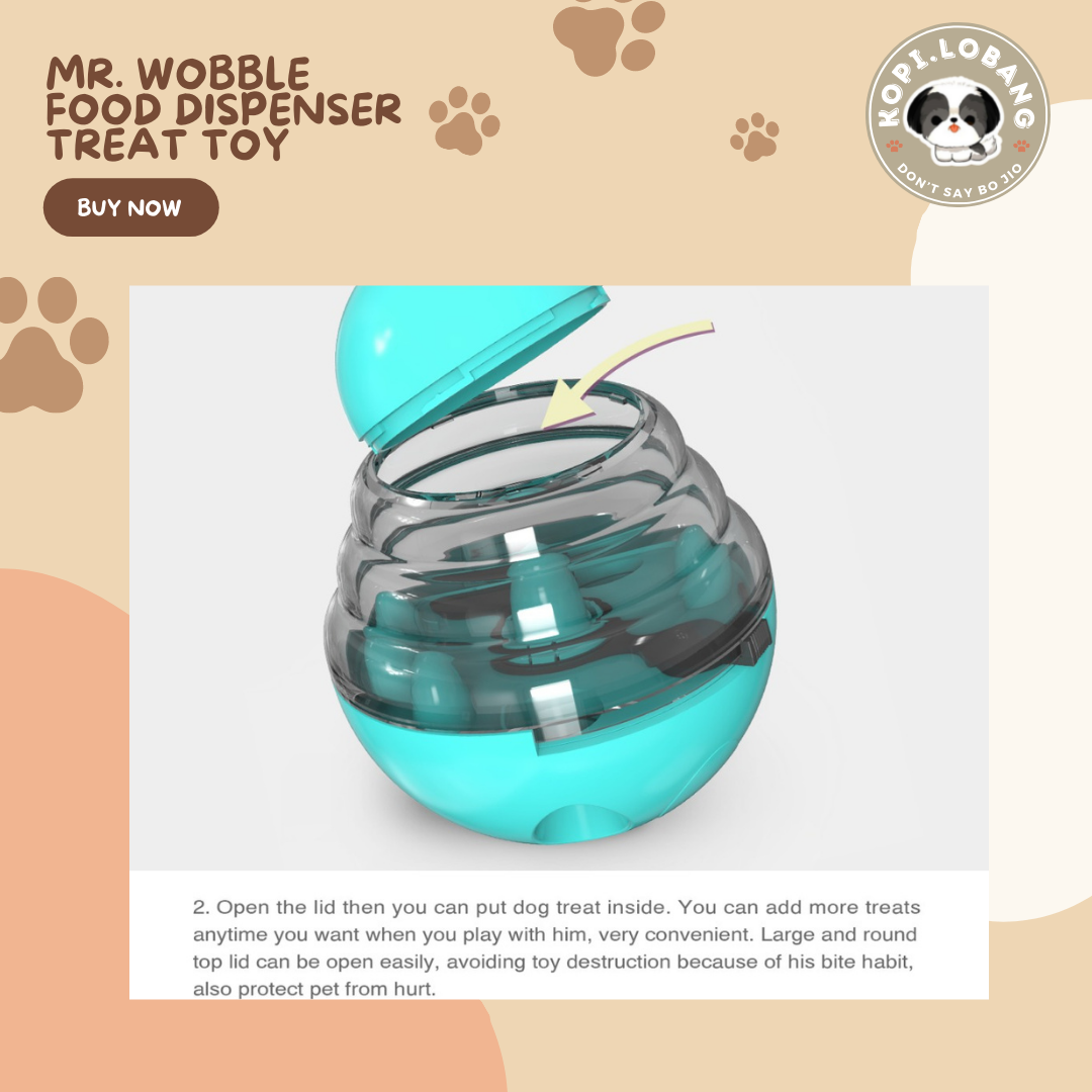 ✅[SG] MR. WOBBLE FOOD FEEDER TREAT DISPENSER TOY FOR DOG AND CAT★ FREE Enrichment Tips & Ideas e-Guide  Worth $7 ★Slow Feeding Train