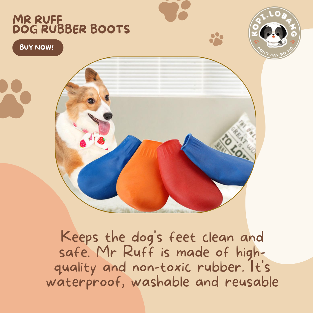 ✅[SG] MR RUFF DOG RUBBER SHOES BOOTS FOR DOGS AND CATS★ FREE Loose Leash Walking e-Guide Worth $7 ★ SG Stock ★ Kopi Lobang ★