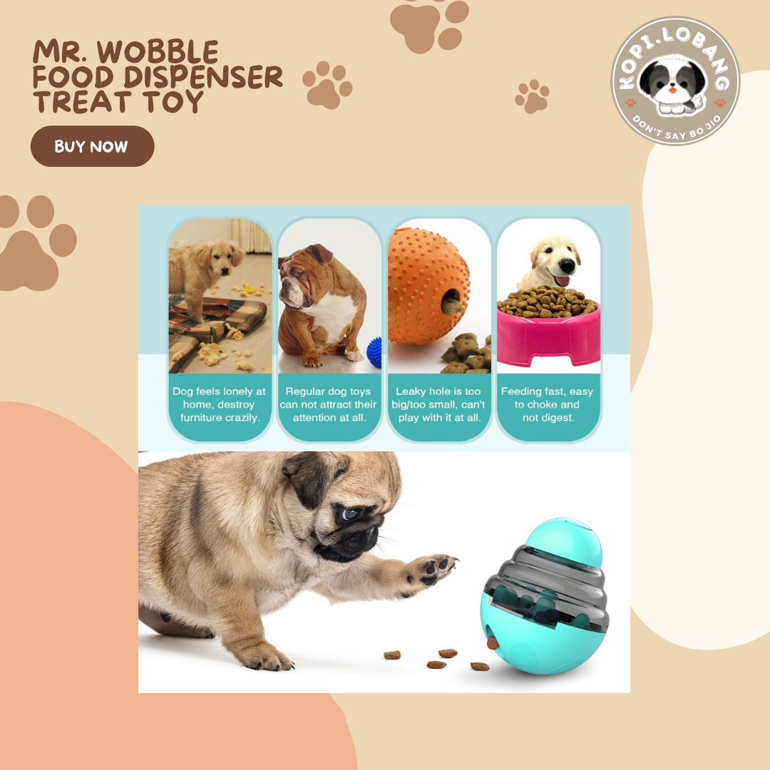 ✅[SG] MR. WOBBLE FOOD FEEDER TREAT DISPENSER TOY FOR DOG AND CAT★ FREE Enrichment Tips & Ideas e-Guide  Worth $7 ★Slow Feeding Train