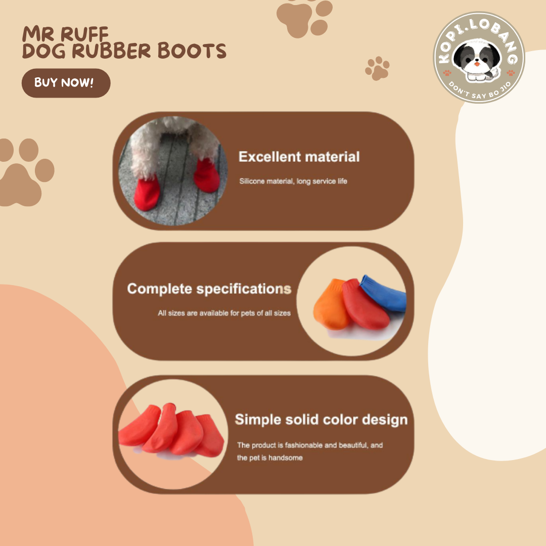 ✅[SG] MR RUFF DOG RUBBER SHOES BOOTS FOR DOGS AND CATS★ FREE Loose Leash Walking e-Guide Worth $7 ★ SG Stock ★ Kopi Lobang ★