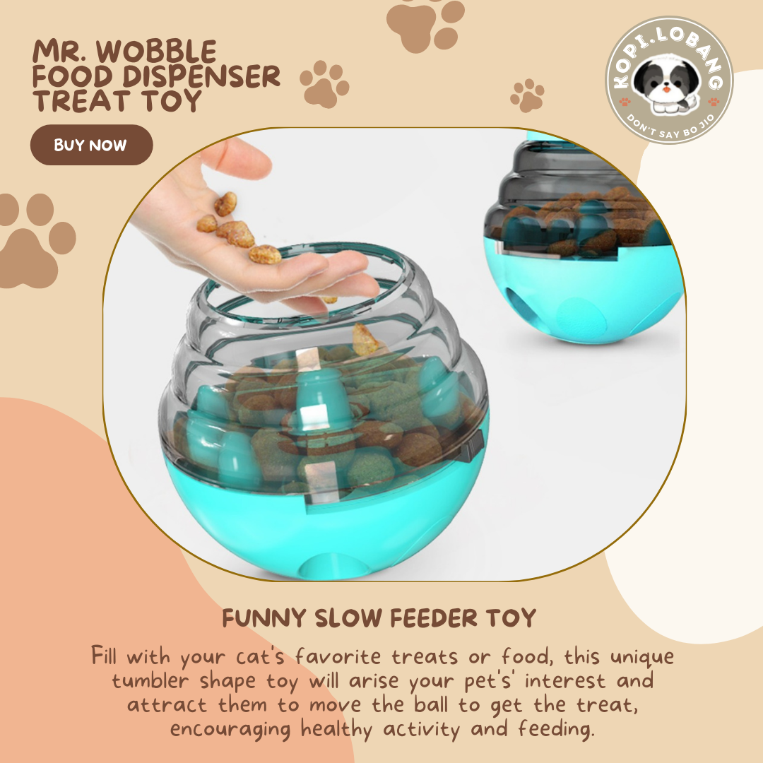 ✅[SG] MR. WOBBLE FOOD FEEDER TREAT DISPENSER TOY FOR DOG AND CAT★ FREE Enrichment Tips & Ideas e-Guide  Worth $7 ★Slow Feeding Train